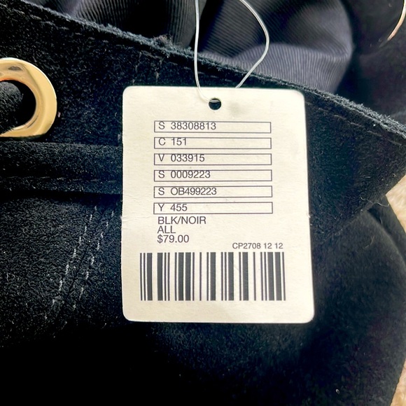 NWT URBAN OUTFITTERS Black Suede Drawstring Backpack w/Silver Grommets & Zipper - Picture 3 of 4